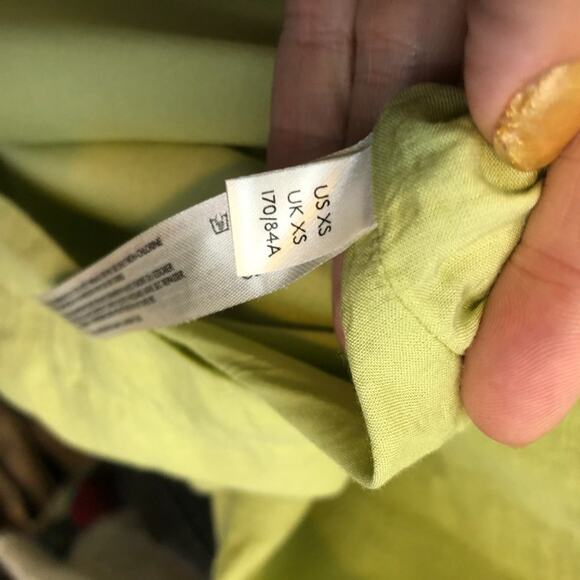 Free People Linen Mini Shirt Dress Button Front Neon Avocado Green New With Tags - Picture 8 of 11